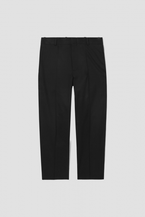 CROPPED STRAIGHT-LEG TWILL TROUSERS