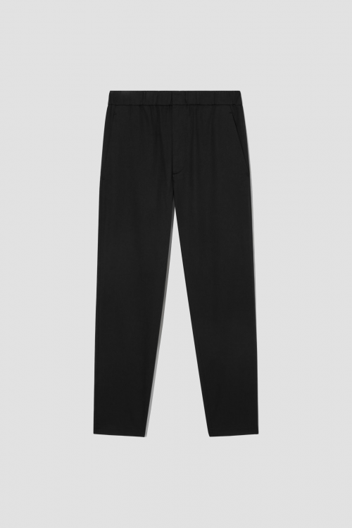 ELASTICATED TAPERED TWILL TROUSERS