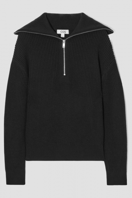 WOOL AND COTTON HALF-ZIP JUMPER