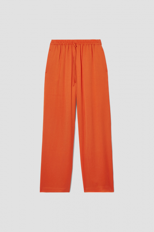 TEXTURED WIDE-LEG DRAWSTRING TROUSERS